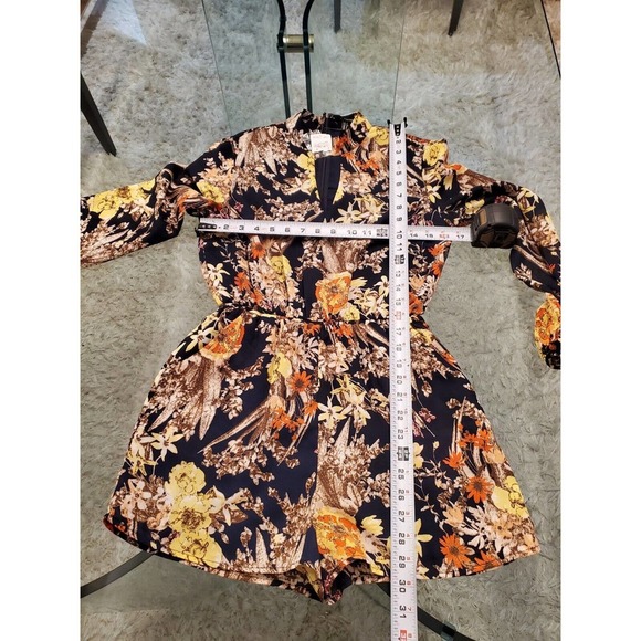 FOREVER 21 Women's Multicolor Floral Polyester Long Sleeve Back Zip Rompers S - Picture 11 of 12